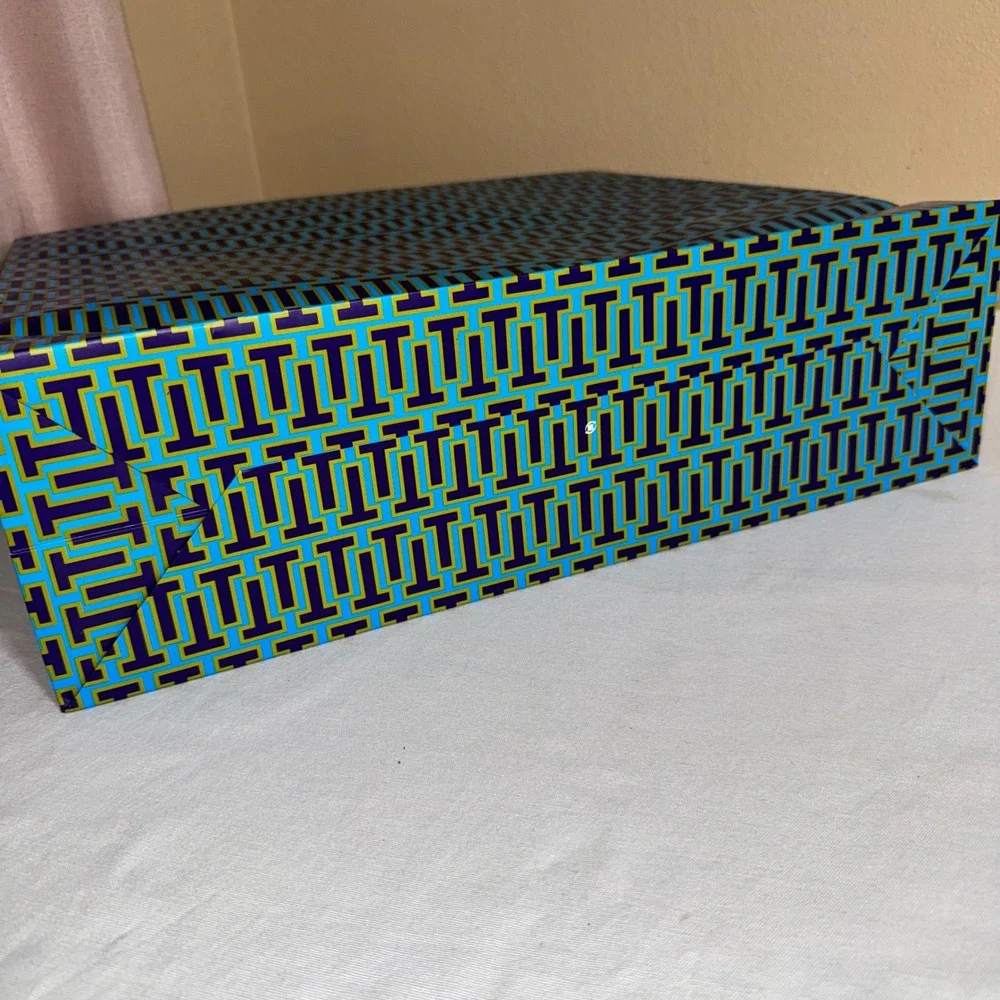 Tory‎ Burch Large Paper Shopping Gift Bag Blue Purple Monogram T Logo 20x18x6